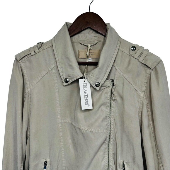 NWOT Anthropologie Blank NYC Breezy Moto Jacket Size XL White Sand Tan - Picture 5 of 13